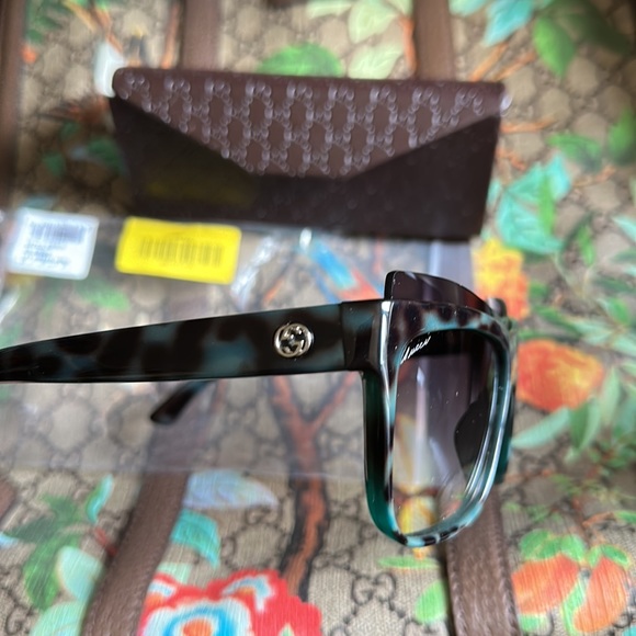 NEW GUCCI DOUBLE GG SUNGLASSES FRAME EYEBROW MASK BLUE TORTOISE 3782 TEAL BROWN - Picture 6 of 16